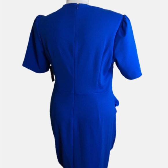 Rachel Roy Blue Cobalt Ruched Sheath Midi Plus Dress 16W - Picture 3 of 11